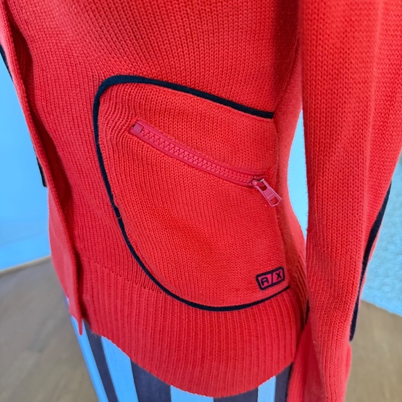 Armani Exchange A|X Red/Orange Knit Zip Up Cardigan Sweater Jacket Size XS - Picture 4 of 11
